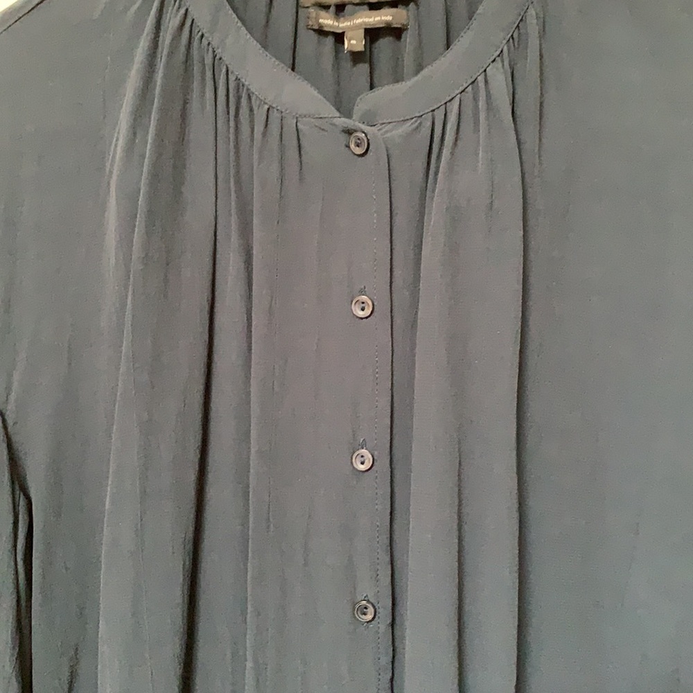 Worn Once/Euc Something Navy Collarless Blouse - image 2